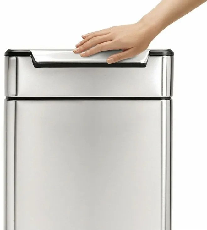 Hranatý dotykový kôš 40 l, nerez