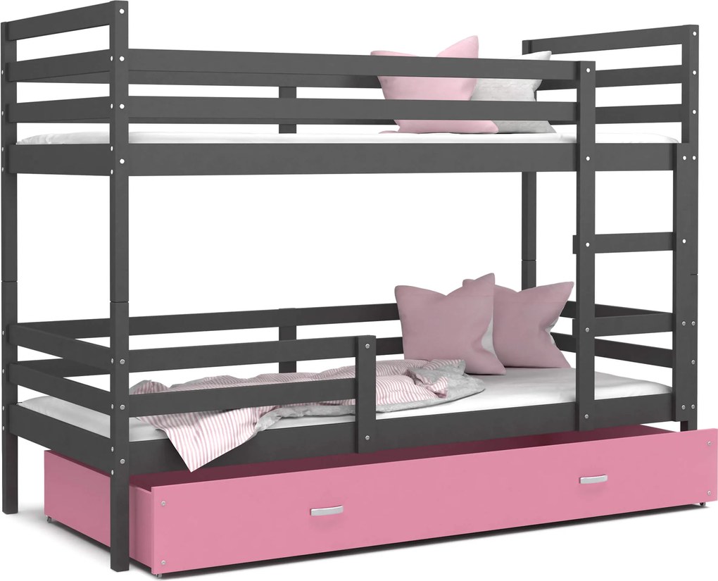 GL Dvojposchodová posteľ Erik 2 sivá Color Farba: Ružová, Rozmer: 190x80