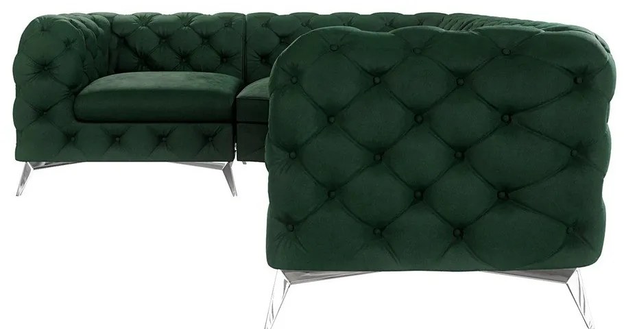 Tmavozelená zamatová rohová pohovka (ľavý roh/do L) Chelsea – Ropez