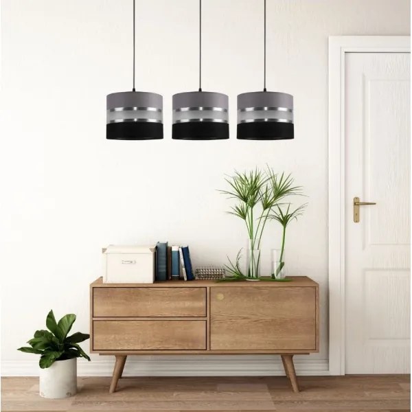 Luster na lanku CORAL 3xE27/60W/230V čiernošedá