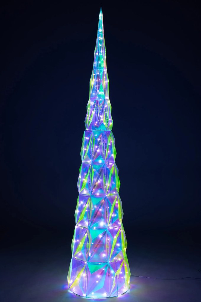 Kúzelná LED dekorácia v tvare stromu Dúhová strieborná J-line XL – 40*40*178 cm