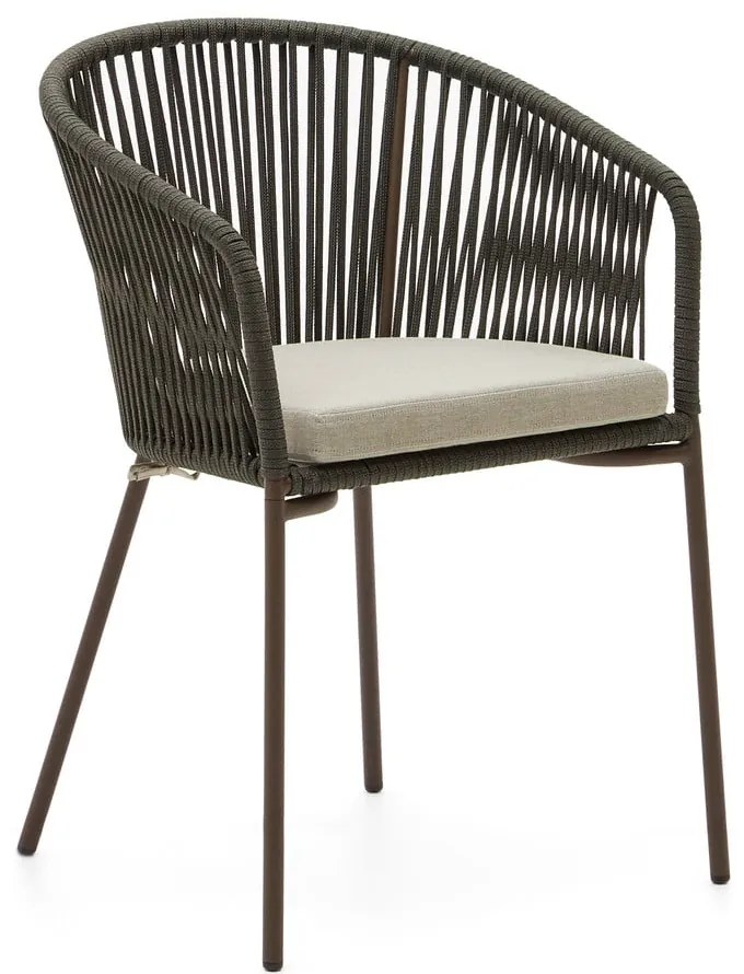 Zelená kovová/polstrovaná záhradná stolička Yanet – Kave Home