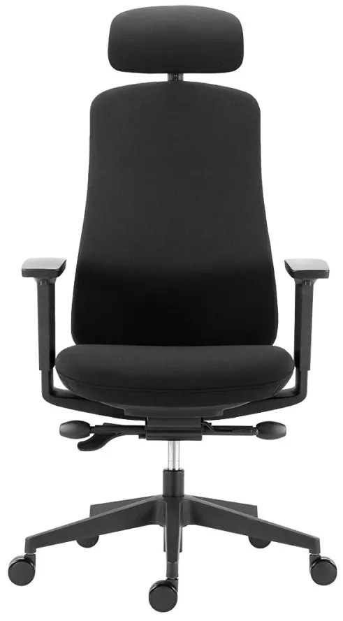 Kancelárska ergonomická stolička FARRELL — látka, čierna, nosnosť 130 kg