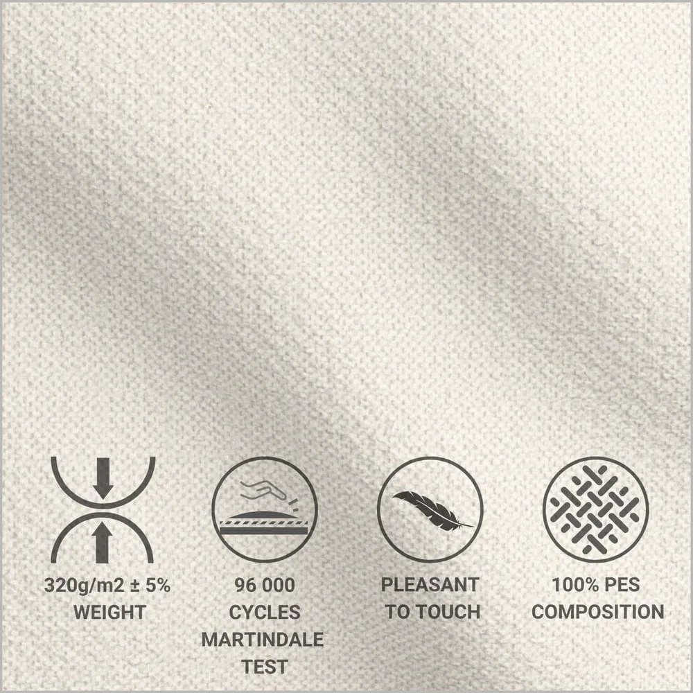 Krémová čalúnená dvojlôžková posteľ s úložným priestorom s roštom 200x200 cm Lounge L – Maison de Rêve