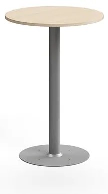 Barový stôl ALVA, Ø700x1000 mm, s kotvením do zeme, HPL, strieborná/breza