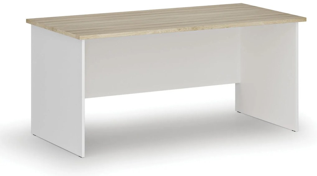 Kancelársky písací stôl PRIMO WHITE, 160x80 cm, biela/dub prírodný