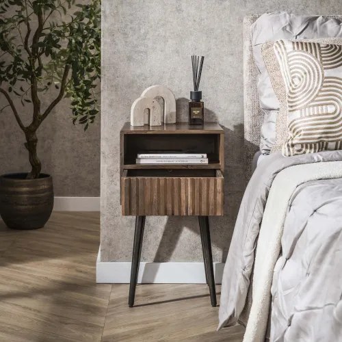 Nočný stolík 30-13 Carve Drevo Acacia - Komfort-nábytok