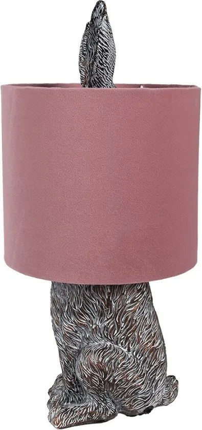 Šedá stolná lampa králik s ružovým tienidlom Rabbi - Ø 20*43 cm