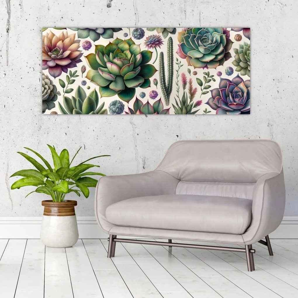 Obraz - Sukulenty (120x50 cm)