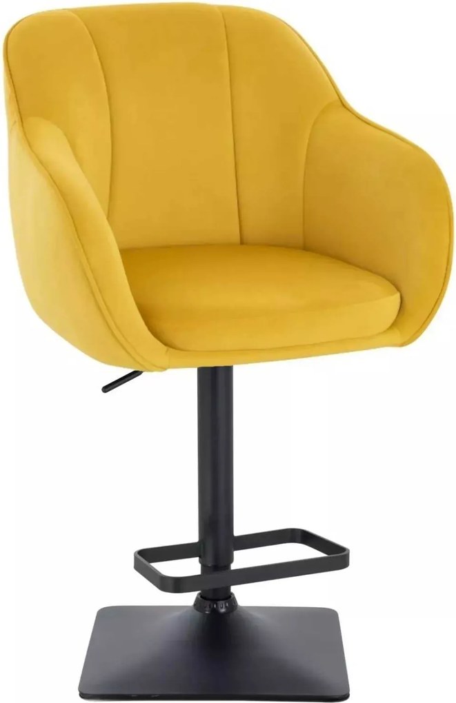 LuxuryForm DESIGN Barová stolička AVOLA VELUR na čiernej hranatej podstave - žltá