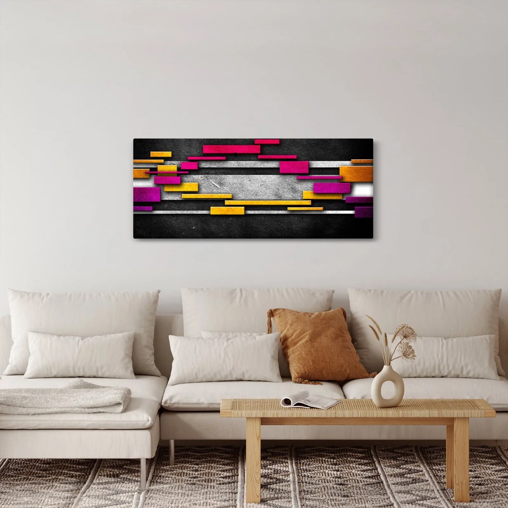 Obraz farebné abstrakcie na čiernom pozadí (120x50 cm)