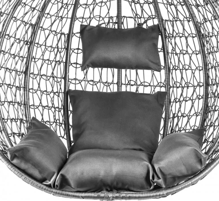 Sivé závesné kreslo KOKON bez stojana, sivý vankúš