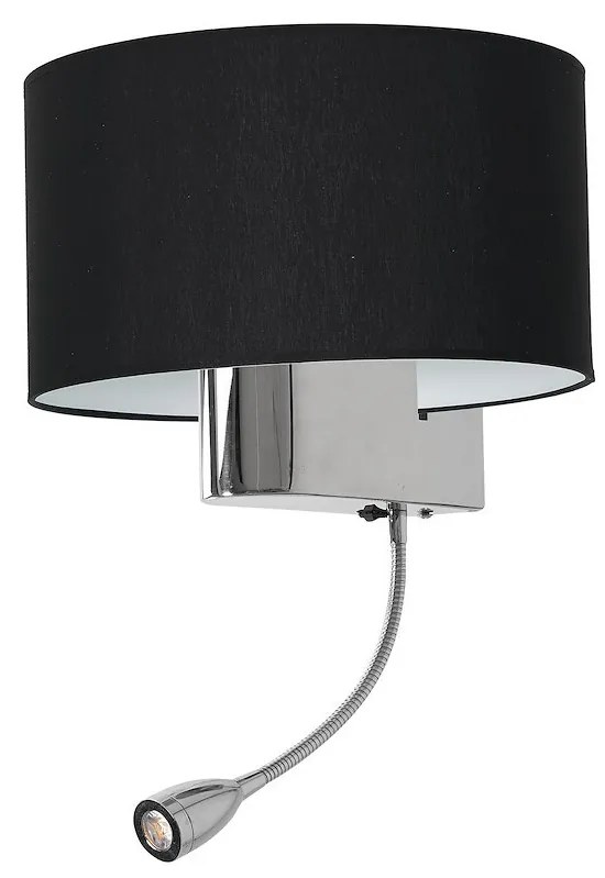 EUlight Nástenné svietidlo Napoli, 1x čierne textilné tienidlo + 1xLED 1w, ch