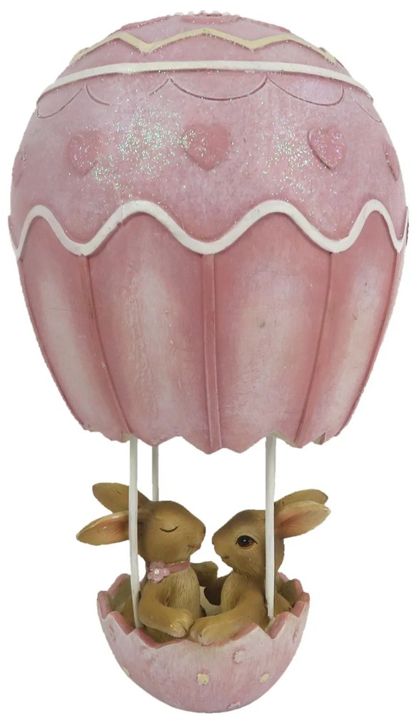 Dekorácie králičkov v teplovzdušnom balóne - 11 * 11 * 19 cm