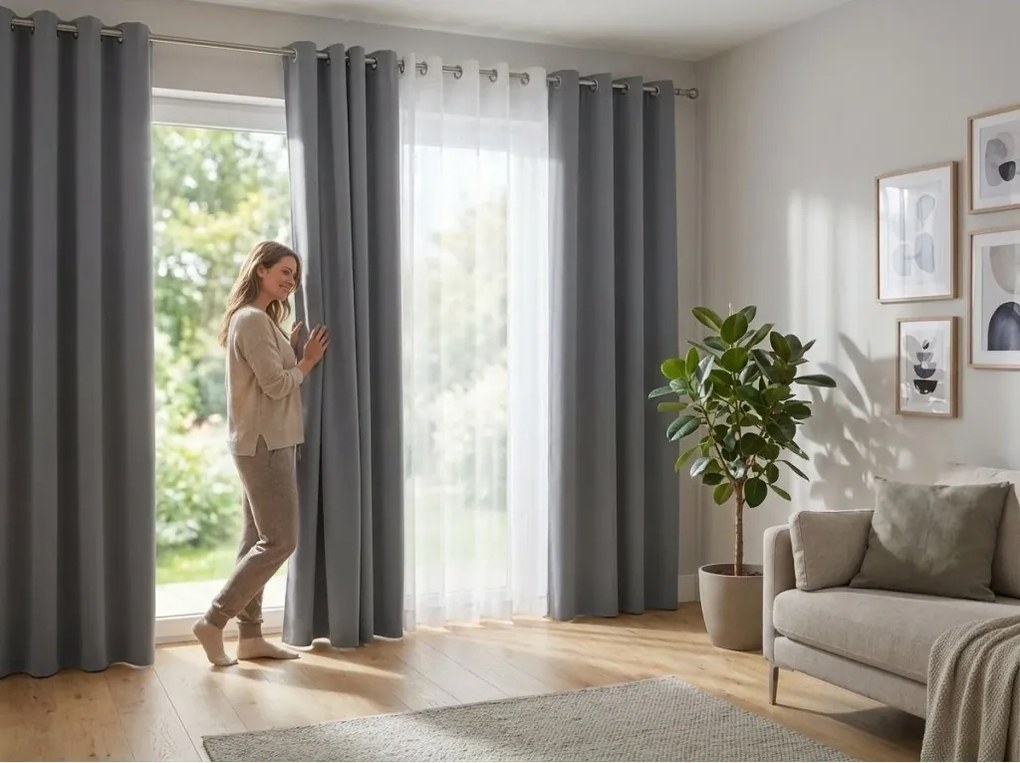 Svetlosivý záves OXFORD 140x270 cm Zavesenie: Riasiaca páska