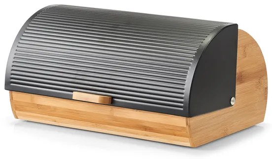 Zeller Present Chlebník veľký, bambusový s odklápacím vekom - čierny kov