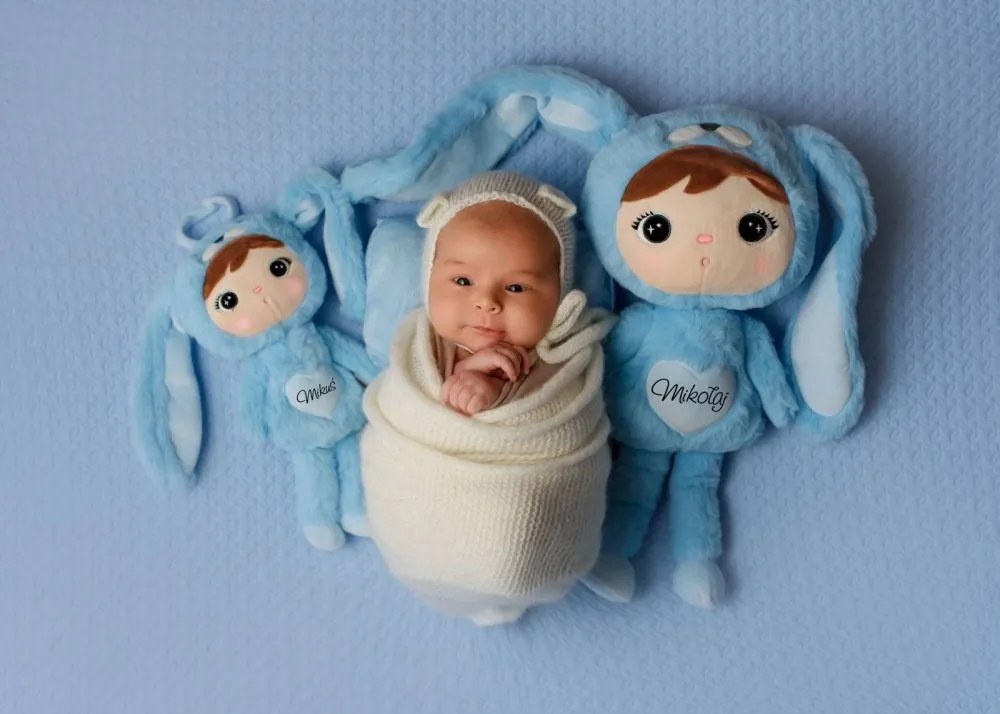 Mojkáčik - Bábika zajačik modrá 50 cm