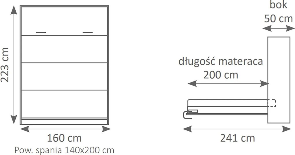Vertikálna sklápacia posteľ Genius 140x200 s písacím stolom - biely mat