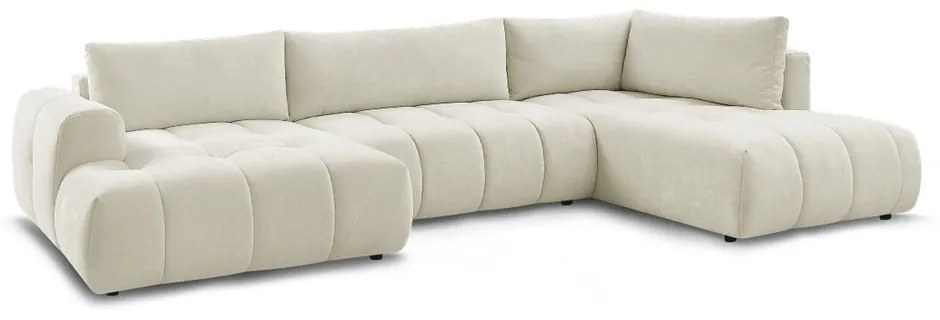 Béžová rozkladacia/s úložným priestorom rohová pohovka (pravý roh/do tvaru "U") Fuji – Bobochic Paris