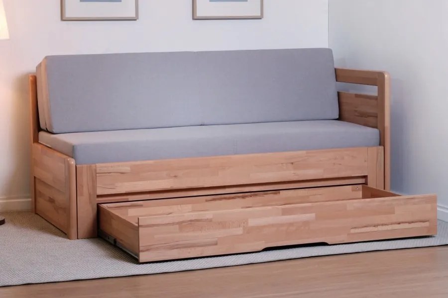 BMB TANDEM ORTHO bez roštov 90 x 200 cm - rozkladacia posteľ z dubového masívu s ľavou podrúčkou, dub masív