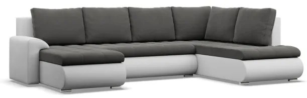 Sedacia súprava FORESTA v tvare U, pravá tmavosivá / biela