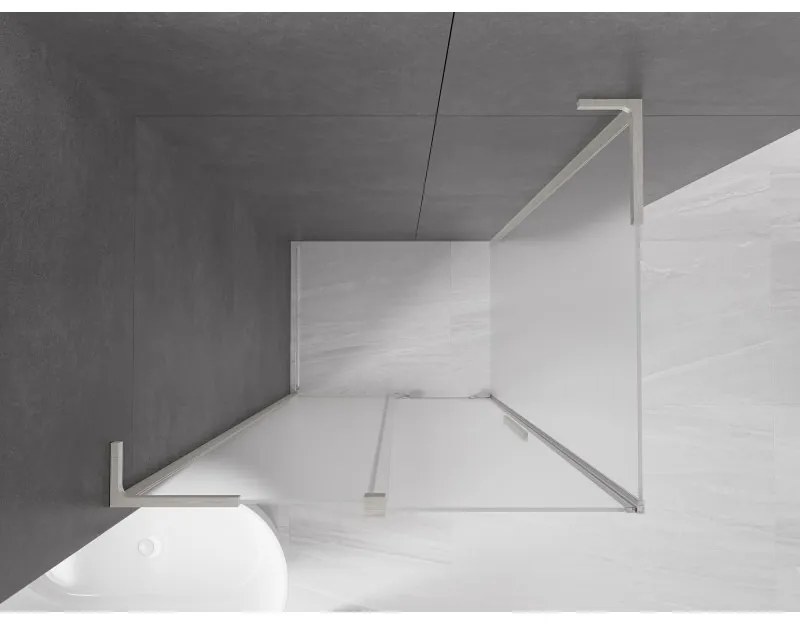 Mexen Velar L, sprchový kút s posuvnými dverami 90 x 85 cm, 8mm sklo námraza, brúsená oceľ, 871-090-085-33-97