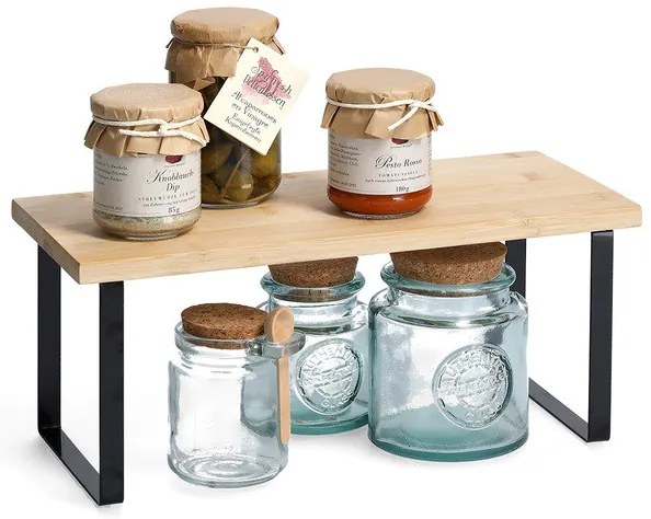 Zeller Present Prídavná polica, drevená podesta, nohy čierny kov ZELLER - AREA