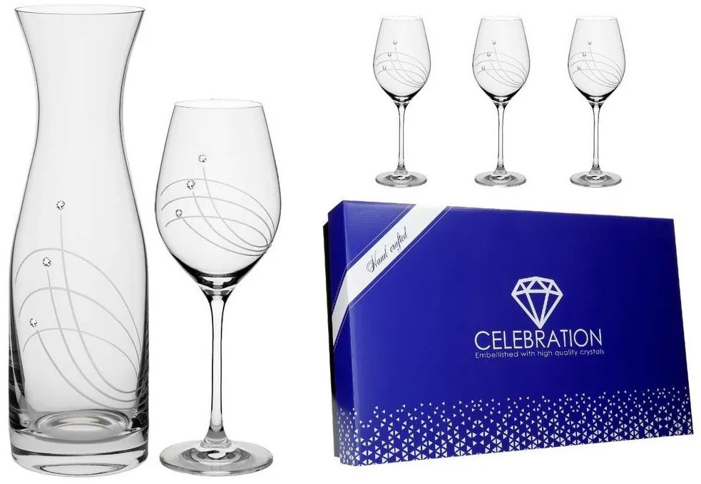 Pohár na víno + karafa CRYSTALS, sada 4+1ks KLC