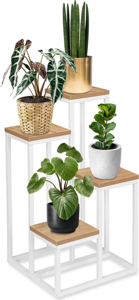 Stojan na kvety v loftovom štýle MOGREN dub craft/biely