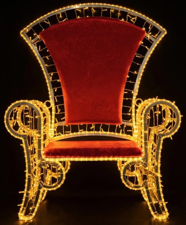 DECOLED Vianočná interiérová stolička, 850 teplých bielych LED diód, červené sedadlo