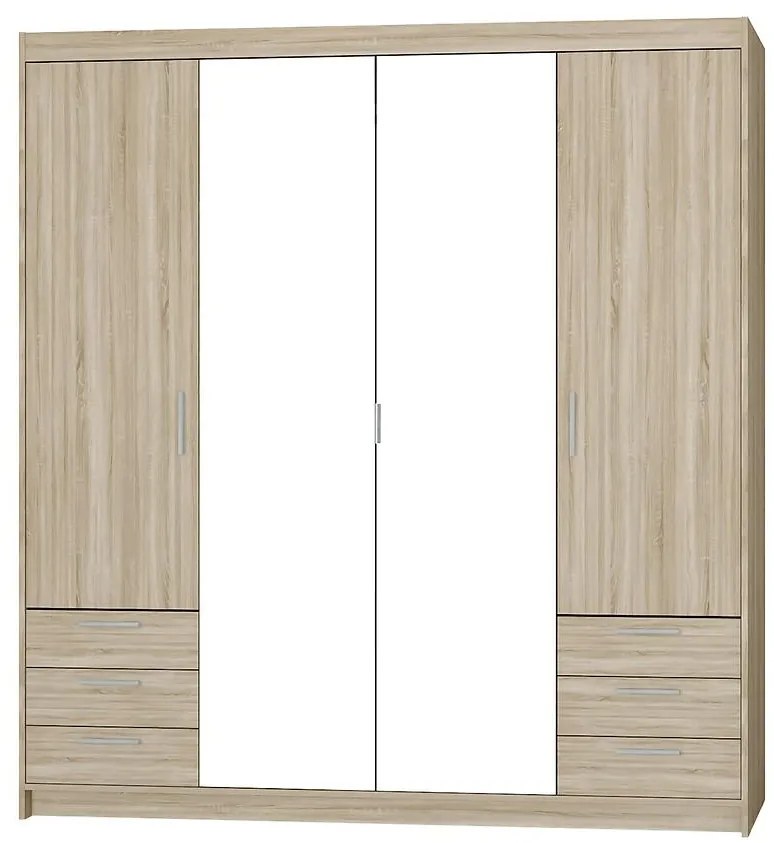 Skriňa Elena 4D 6S dub sonoma/zrkadlo