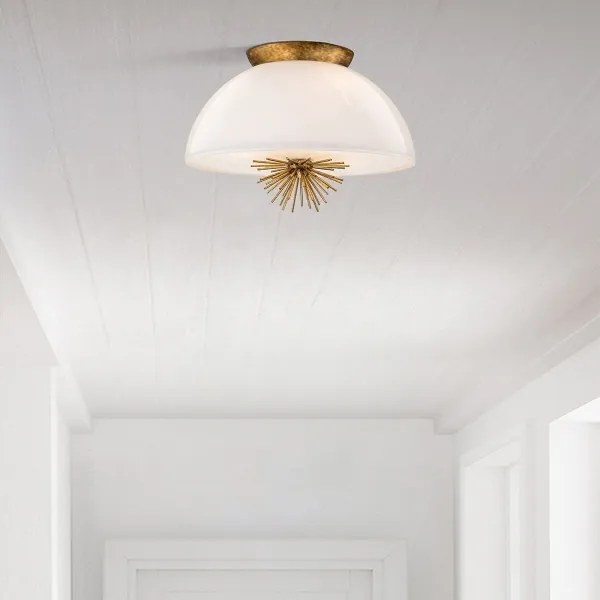 Quoizel STARING-3P-DG-OPAL-Luster na tyči STARING 3xE14/40W/230V pr.45,7cm zlatá