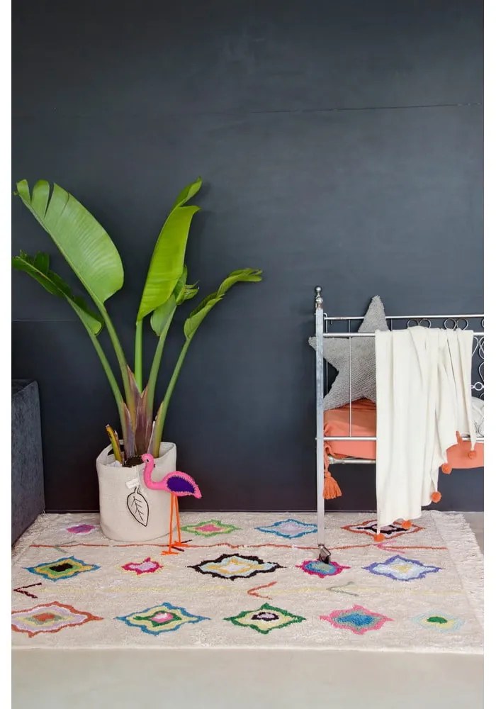 Krémový prateľný ručne tkaný bavlnený koberec 140x200 cm Kaarol – Lorena Canals