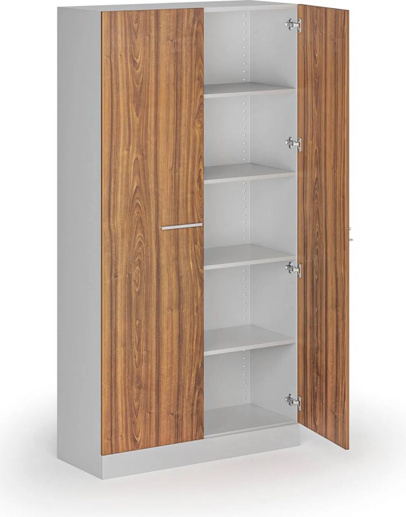 Kovová spisová skriňa s drevenými dverami, demontovaná, 1950 x 1000 x 400 mm, orech