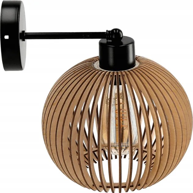 LED nástenná lampa drevená E27