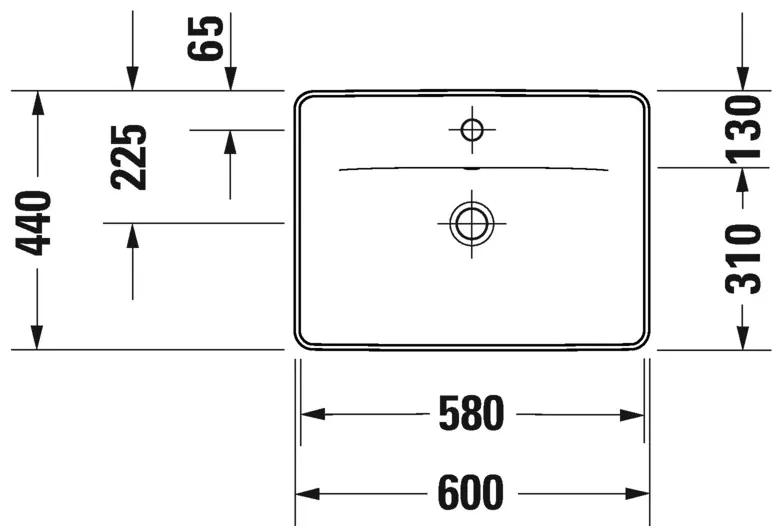 Duravit D-Neo - Vstavané umývadlo pre zabudovanie zhora 600x440 mm, s prepadom, biela 0357600027