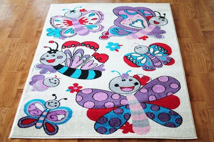 MAXMAX Detský koberec Motýlí - krémový