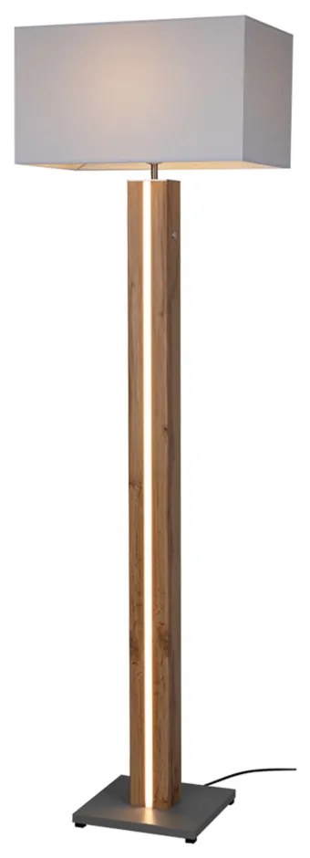 Podlahová lampa FLAME, 1xMax.60W+1xLED 16W, biele textilné tienidlo, dyhovaný dub, dotykový stmievač, G