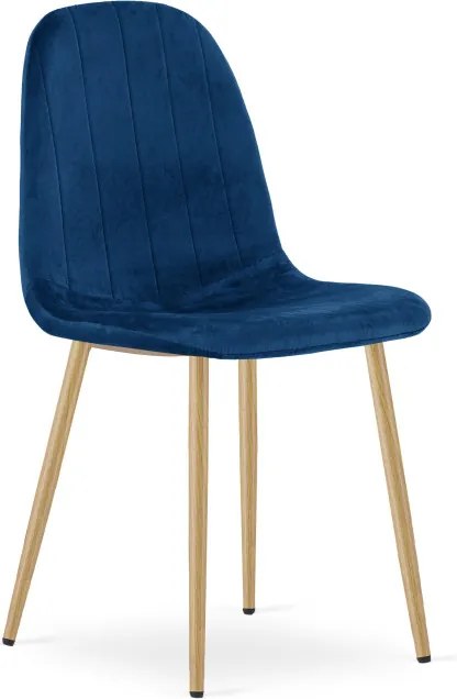 Jedálenská stolička PADVA zamatová modrá / hnedé nohy