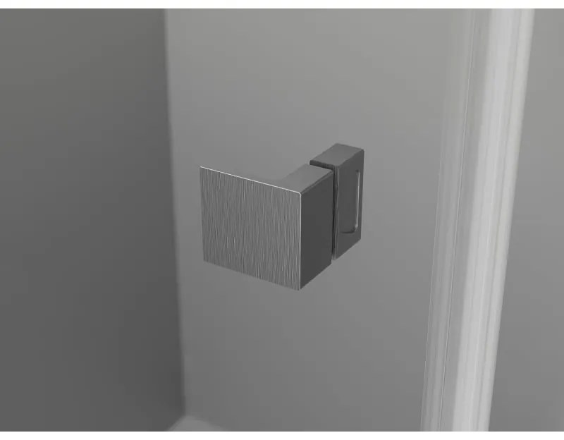 Mexen Lunar, L pravý výklopný päťuholníkový sprchový kút 90x80 cm, 8mm číre sklo, profil grafit brúsený, 831L-090P-080L-66-00-P