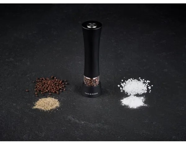 Cole&Mason - Elektrický mlynček na korenie BURFORD 4xAAA 18 cm čierna