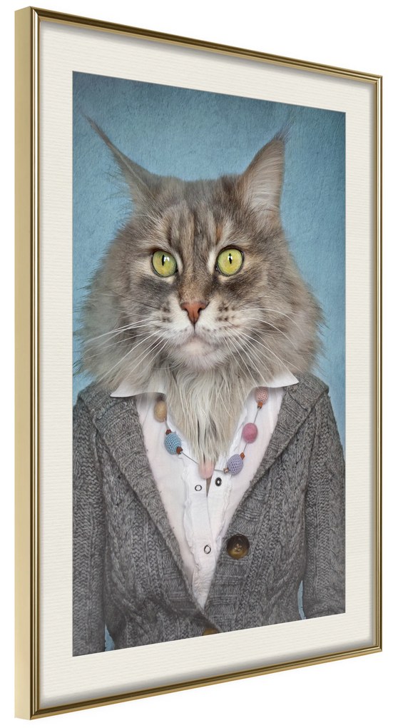 Artgeist Plagát - Mrs. Cat [Poster] Veľkosť: 30x45, Verzia: Zlatý rám s passe-partout