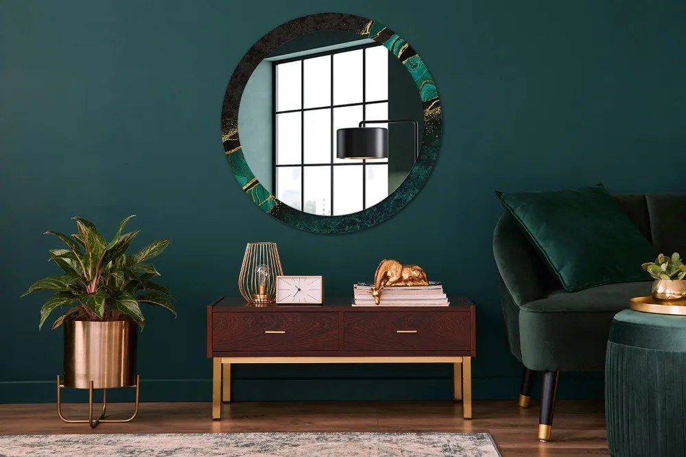 Okrúhle ozdobné zrkadlo Mramorový zelený fi 90 cm