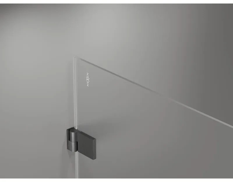 Mexen Lunar-B L, 1-krídlový sprchový kút, pravý, 70 x 70 cm, 8mm číre sklo, grafitový profil, 832L-070-070-66-00-P