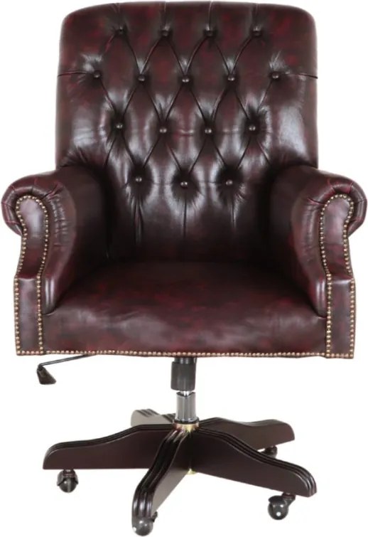 Kancelárska stolička Chesterfield Office chair z pravej hovädzej kože New Red New Red