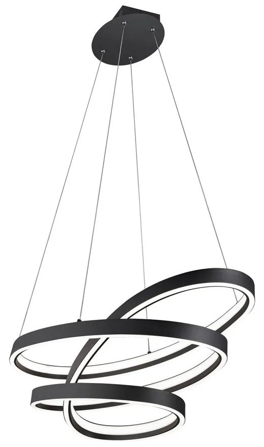 Čierne LED závesné svietidlo s hlasovým ovládaním/s ovládaním pomocou mobilnej aplikácie s kovovým tienidlom Ciola – CINQUE