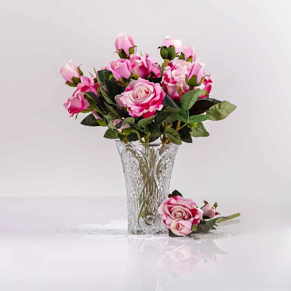 Umelá zamatová ruža VANESA ružovo-cyklámenová. Cena uvedená za 1 kus.