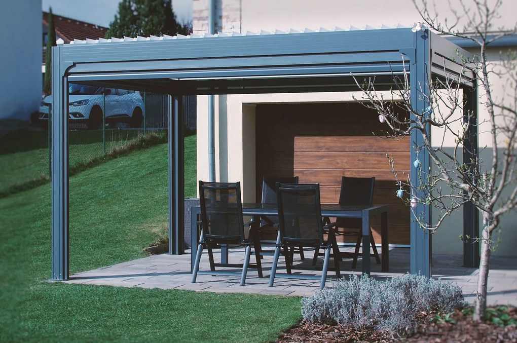 Bioklimatická pergola Noela antracit PREMIUM 3x4 m Farba lamiel: Antracit
