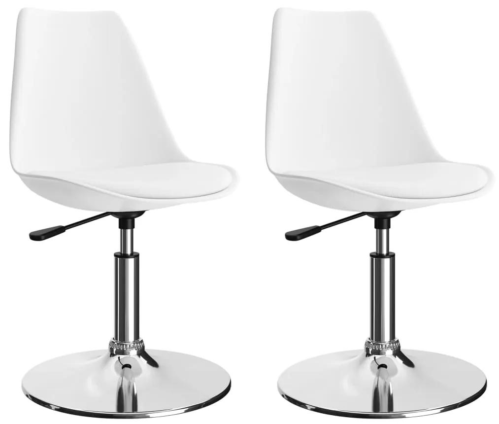 vidaXL Otočné jedálenské stoličky 2 ks, biele, umelá koža
