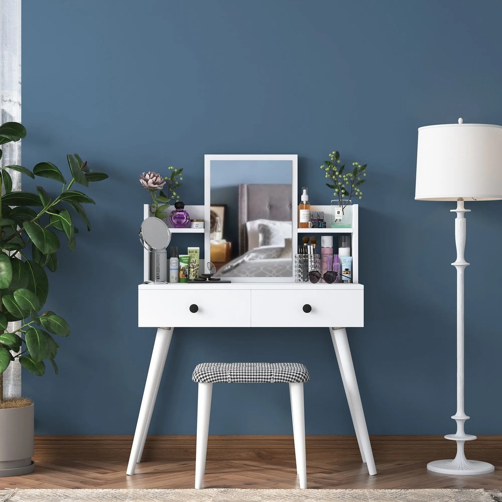 Toaletný stolík Margot 02 so stoličkou biely